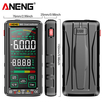 ANENG 683 Smart Digital Multimeter Rechargeable Capacitance Meter 6000 Counts Εργαλεία μέτρησης αμπερόμετρου οθόνης αφής