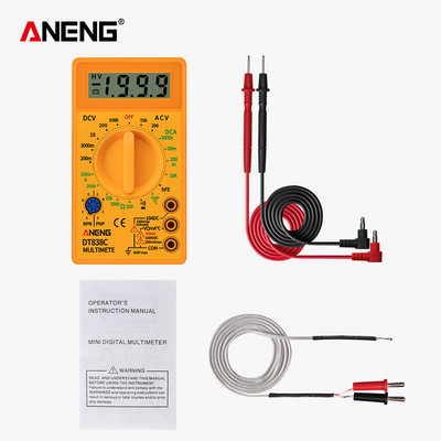 Mini DT838C skaitmeninis multimetro testeris HTF voltmetro garsiakalbio srovės varžos temperatūros matuoklis kintamosios srovės nuolatinės srovės ampermetro diodo bandymo laidas