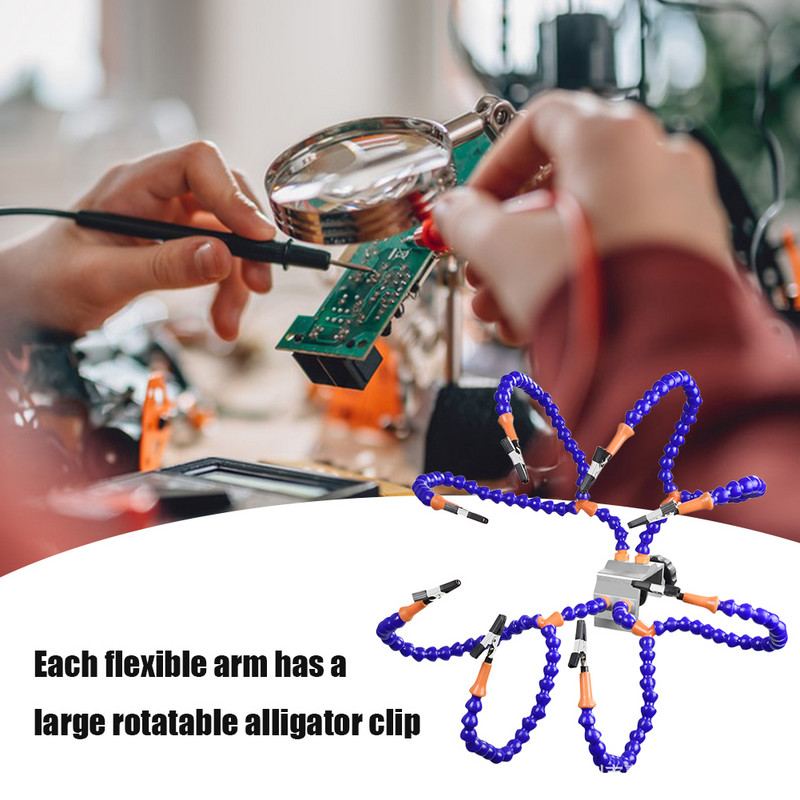 Instrument de lipit cu mâna a treia, 8 brațe flexibile, sudură, ajutor de mână, platformă de prindere manuală pentru reparații/lidurare electronice