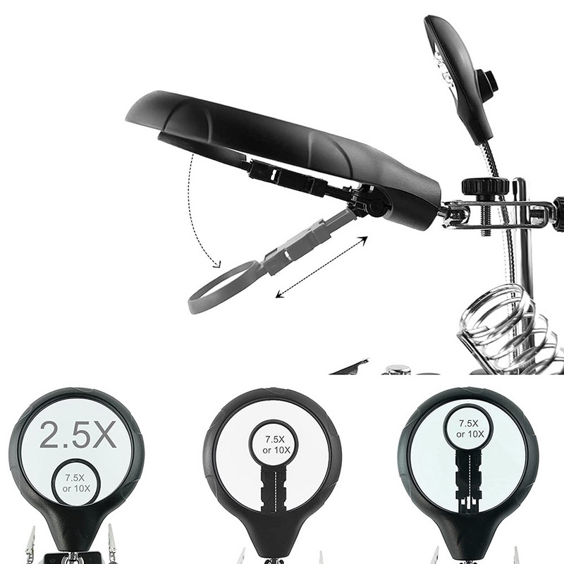 Hegesztési nagyító kapocs bilincs LED nagyító forrasztópáka állvány nagyító hegesztés utómunkálat javítás tartó szerszámok