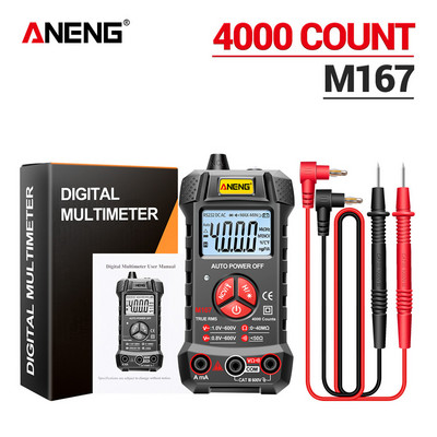 ANENG M167 digitális mini multiméter teszter automatikus multiméteres True Rms tranistor mérő NCV adattárolóval, 4000 számláló zseblámpa