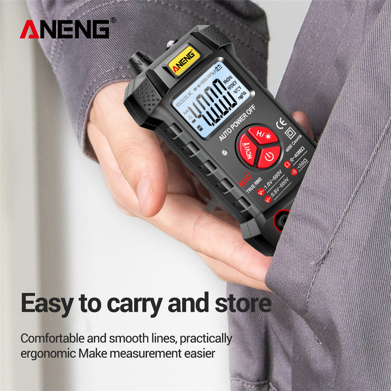 ANENG M167 digitális mini multiméter teszter automatikus multiméteres True Rms tranistor mérő NCV adattárolóval, 4000 számláló zseblámpa