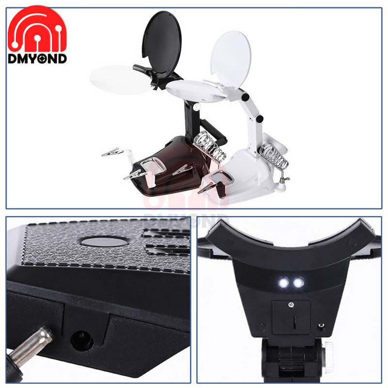 Clipă auxiliară de sudură Lupă Repararea plăcii de circuite electrice Suport fier de sudare Clemă de lipit reglabilă cu mărire