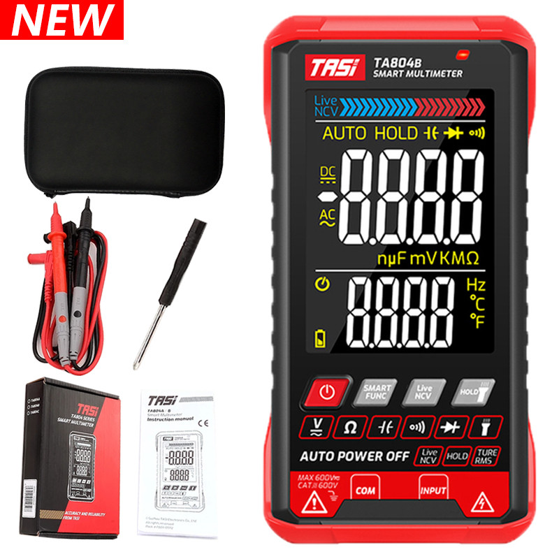 TASI TA804AB DIGITÁLIS MULTIMERŐ Professzionális Auto Tester Multiméter HD színes képernyő Ultravékony intelligens OHM NCV feszültségmérő