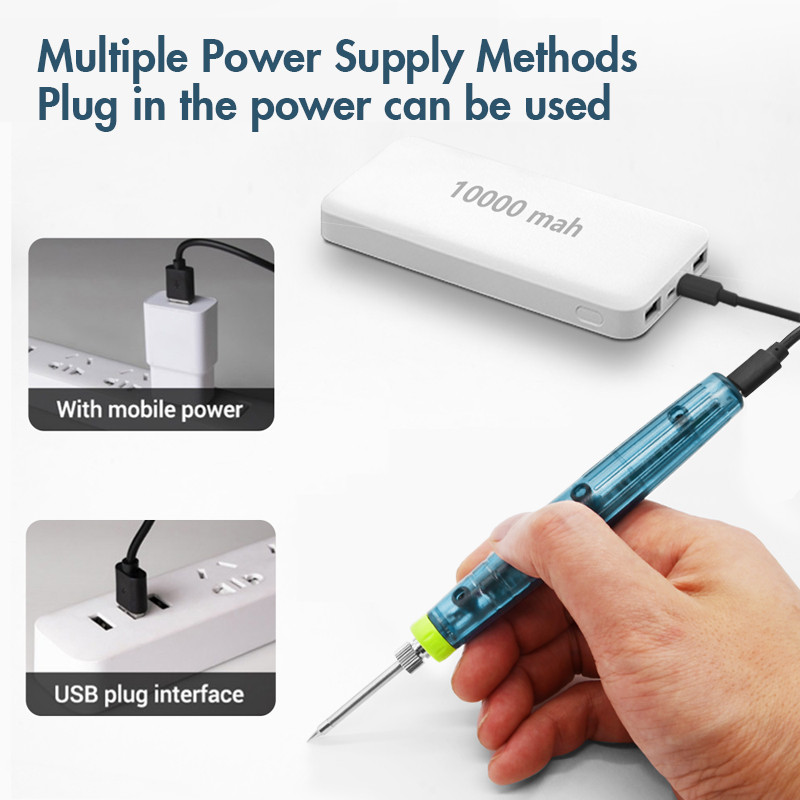 8 W-os USB forrasztópáka készlet, állítható hőmérsékletű kerámia magfűtés, hordozható otthoni hegesztési forrasztószerszámok