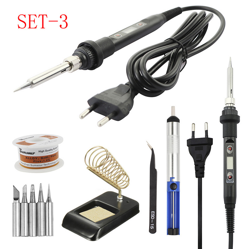 Fier de lipit 80W Temperatura reglabilă LCD Digital 110V 220V Set fier de călcat electric Kit de reparare a stației de dezlipire pentru lipire