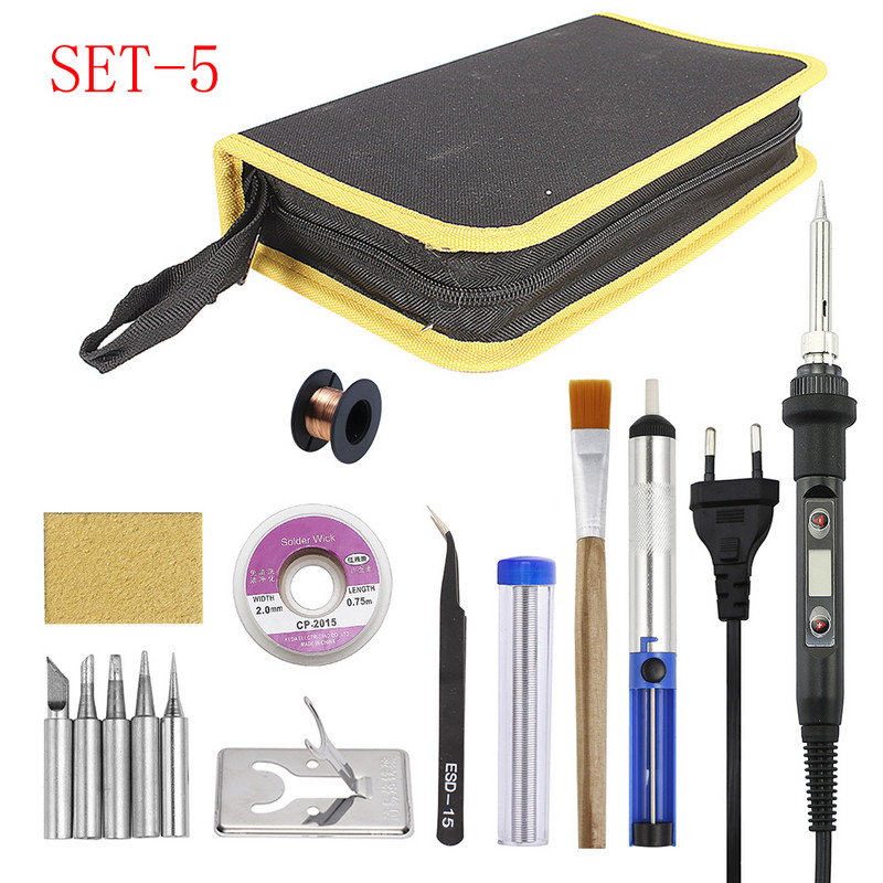 Fier de lipit 80W Temperatura reglabilă LCD Digital 110V 220V Set fier de călcat electric Kit de reparare a stației de dezlipire pentru lipire