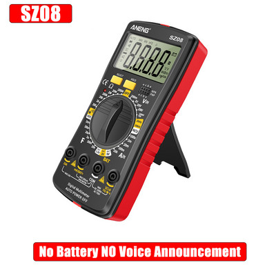SZ08+ Multimetru digital profesional pentru difuzare vocală Tester de curent AC DC Multifuncțional Hz hFE Ohm Instrument + alarmă vocală