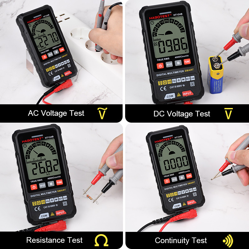 Kondenzátor tesztelő multiméter digitális professzionális intelligens voltmérő True RMS AC DC feszültség Ohm HZ dióda folytonosságmérő HT124B
