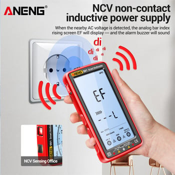 ANENG 681 Smart Anti-Burn Rechargeable Multimeter True RMS Multimetr Voltage Tester Hz Ohm Diode Meter με θήκη οθόνης LCD