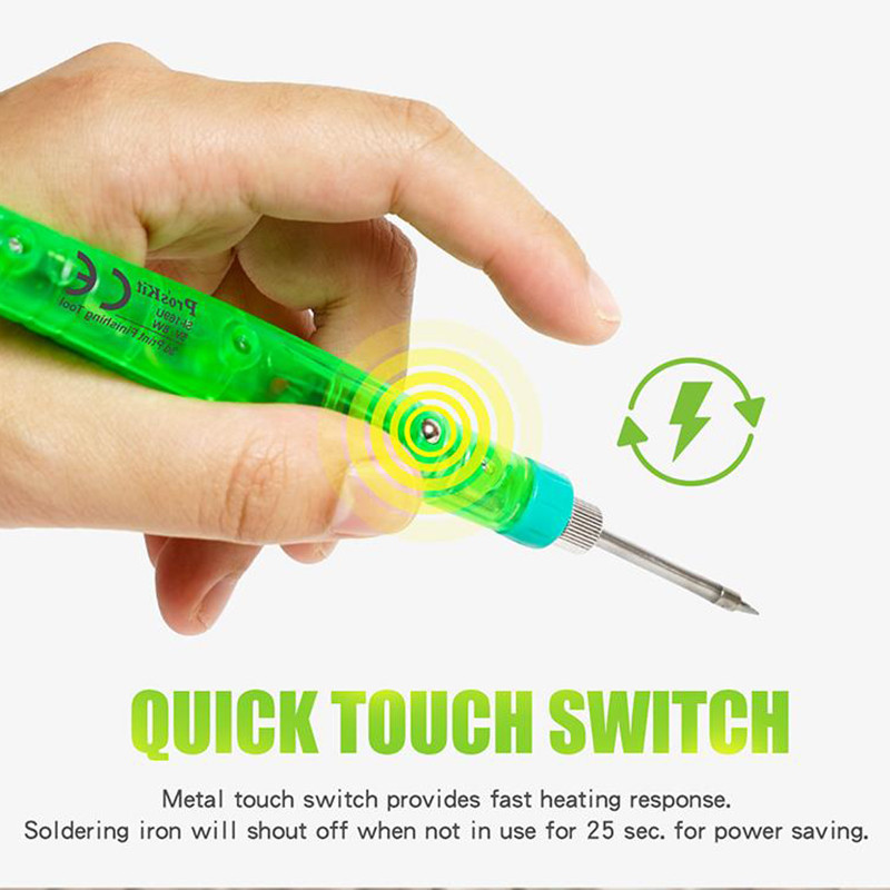 USB tápellátású forrasztópáka Pro'sKit SI-169U 3D nyomtatás befejező eszköz Érintőreakció gyors melegedés ón forrasztó csoport toll típus