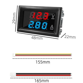 Висококачествен DC 100V 10A волтметър амперметър син + червен LED усилвател двоен цифров волтметър габарит