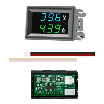Kiváló minőségű DC 100V 10A Voltmérő Ampermérő Kék + Piros LED Amper Dupla digitális Voltmérő műszer