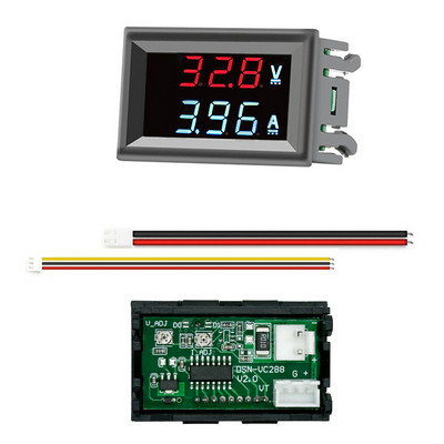 Kiváló minőségű DC 100V 10A Voltmérő Ampermérő Kék + Piros LED Amper Dupla digitális Voltmérő műszer