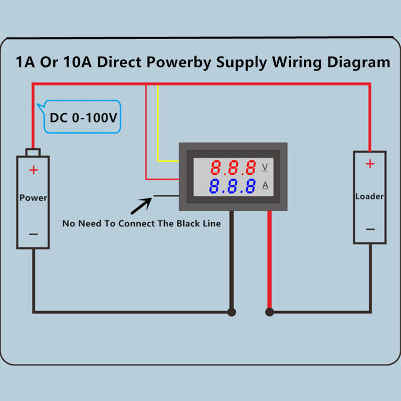 Kvaliteetne DC 100V 10A Voltmeeter Ampermeeter Sinine + Punane LED Amp Kahe digitaalse voltmeetri näidik