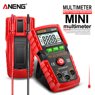 ANENG M107 mini digitális multiméter, 4000 számláló AC/DC elektromos műszerek tesztelő automata multimetriás digitális professzionális mérő