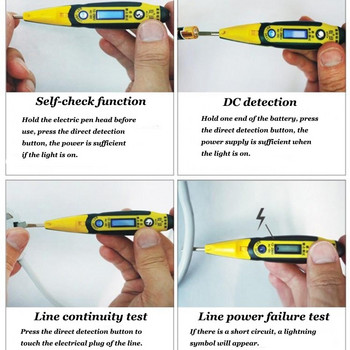 AC DC 12 250V Цифров тест Молив Тестер Детектор на електрическо напрежение Писалка LCD дисплей Отвертка за електротехник Инструменти