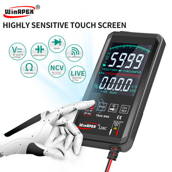2021 Нов цифров мултицет HY128A 128B 128C Pocket Touch Screen Auto Range 6000 Counts AC DC Voltage Ohm Hz NCV True RMS Tester