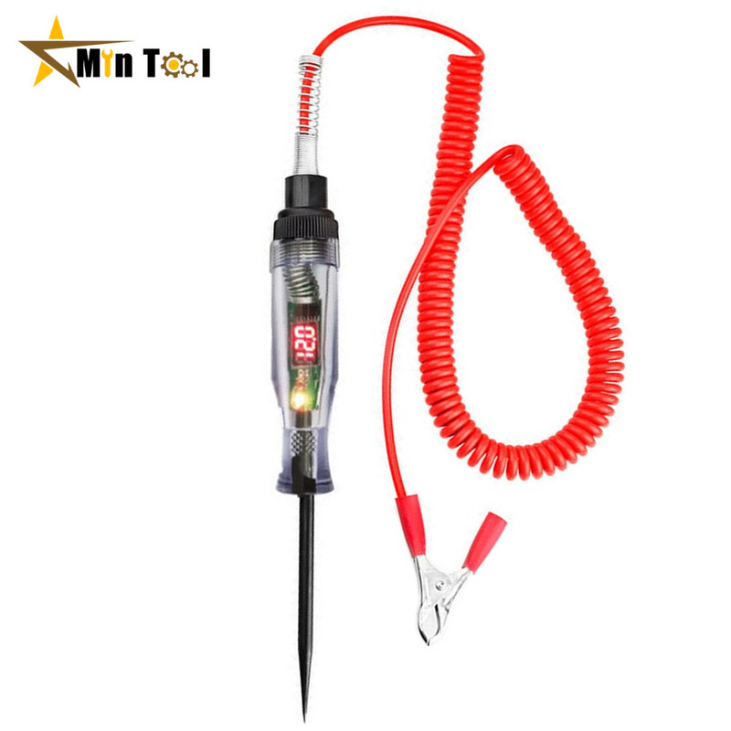 Auto 6–24 V DC automobilių sunkvežimių įtampos grandinės testeris Automobilio bandymo ilgio zondo rašiklio lemputė Automobilių automobilių bandymo poliškumo rašiklio įrankiai