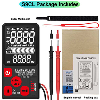 BSIDE digitális multiméter 9999 T-RMS 3,5" színes LCD kijelző DC AC Feszültség Kapacitás Ohm Dióda multimetró NCV Hz Éles vezeték teszter