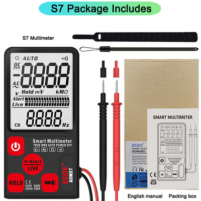 BSIDE digitális multiméter 9999 T-RMS 3,5" színes LCD kijelző DC AC Feszültség Kapacitás Ohm Dióda multimetró NCV Hz Éles vezeték teszter