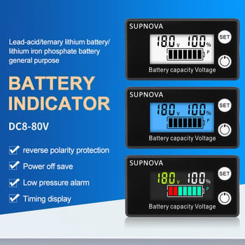 Ένδειξη χωρητικότητας μπαταρίας DC Voltmeter DC 8V-100V Lead Acid Lithium LiFePO4 Battery Tester Display Power 12V 24V 48V