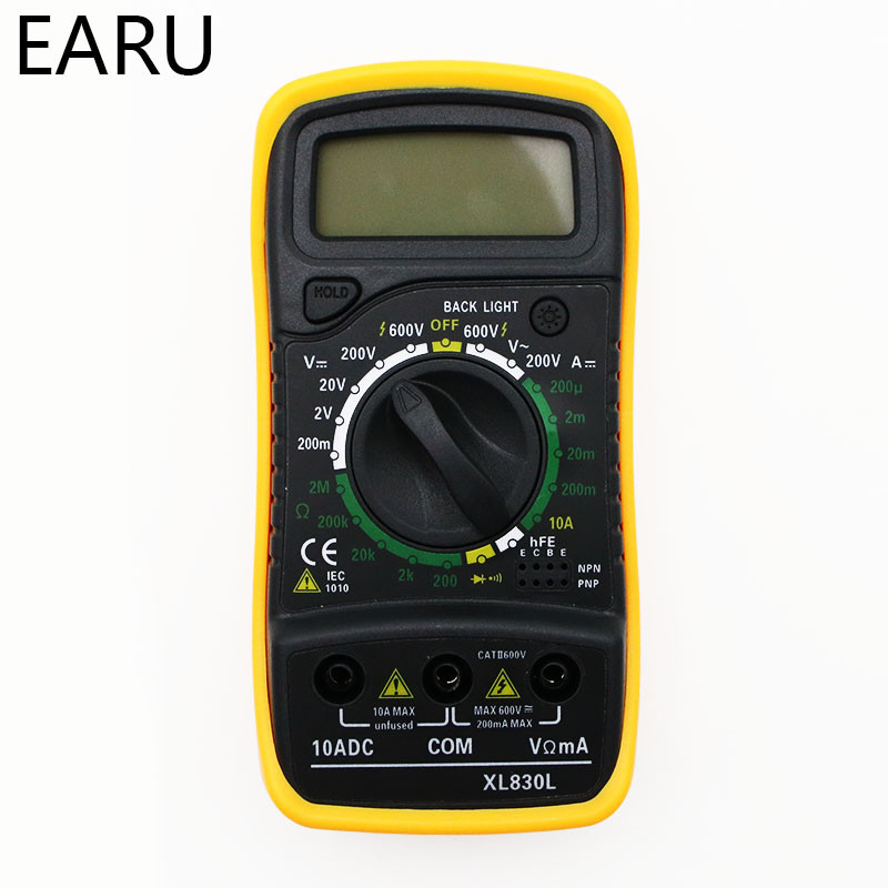 Kaasaskantav digitaalne multimeeter taustvalgus AC/DC ampermeeter Voltmeeter Ohm Tester XL830L käeshoitav LCD multimeetri pinge vool