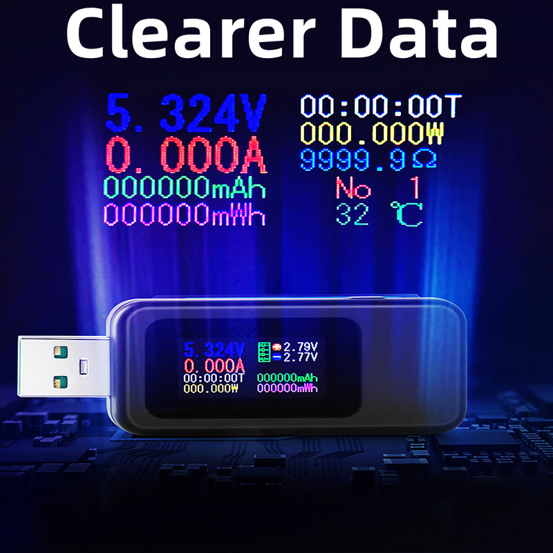 10 vienā USB testeris līdzstrāvas digitālais voltmetrs Amperimetra strāvas sprieguma mērītājs Amp volts ampērmetrs detektors barošanas bankas lādētāja indikators