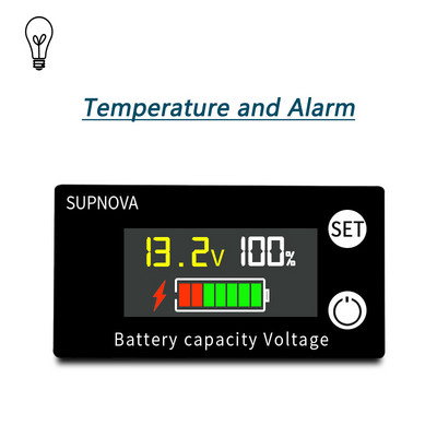 Akumulatora ietilpības indikators DC 8V-100V Svina skābe Lithium LiFePO4 Auto Motocikla Voltmetrs Sprieguma mērītājs 12V 24V 48V 72V