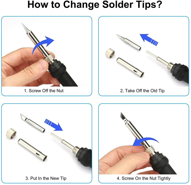 Lodāmura komplekts, pilns komplekts 60W 110V lodāmurs - regulējama temperatūra, elektriskā lodēšanas metināšanas rīks 5gab uzgaļi
