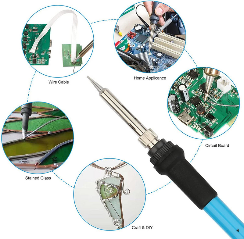 Lodāmura komplekts, pilns komplekts 60W 110V lodāmurs - regulējama temperatūra, elektriskā lodēšanas metināšanas rīks 5gab uzgaļi