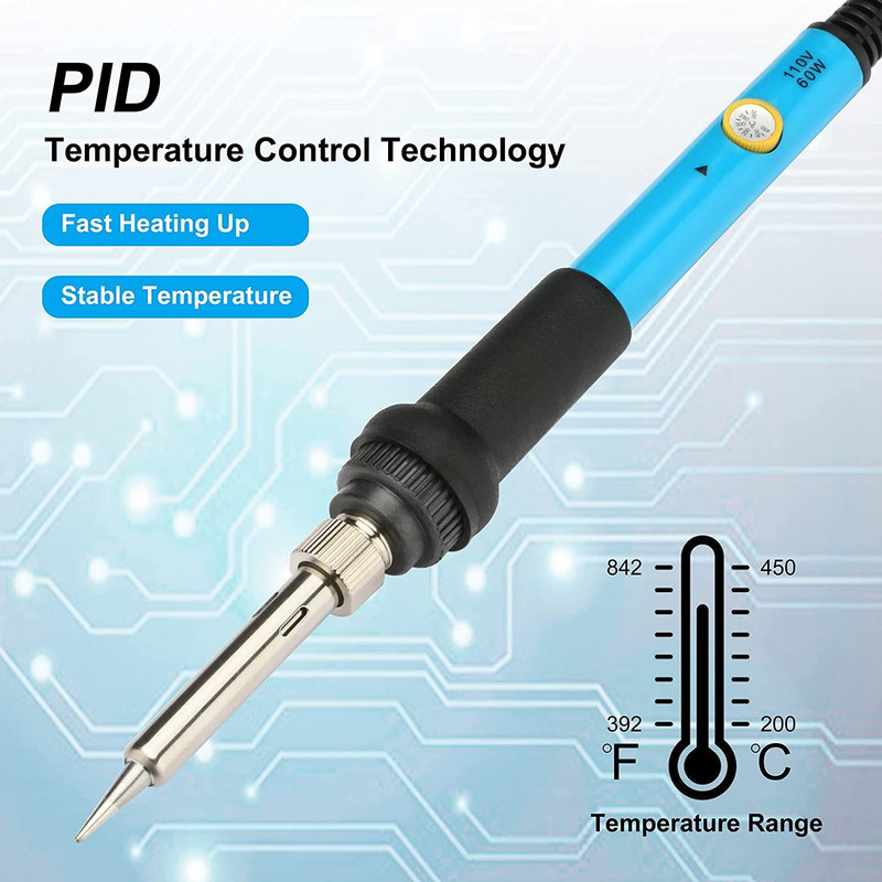 Lodāmura komplekts, pilns komplekts 60W 110V lodāmurs - regulējama temperatūra, elektriskā lodēšanas metināšanas rīks 5gab uzgaļi