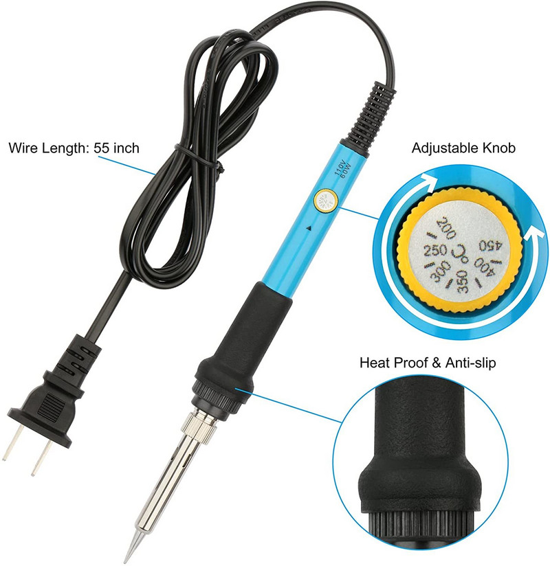 Lodāmura komplekts, pilns komplekts 60W 110V lodāmurs - regulējama temperatūra, elektriskā lodēšanas metināšanas rīks 5gab uzgaļi