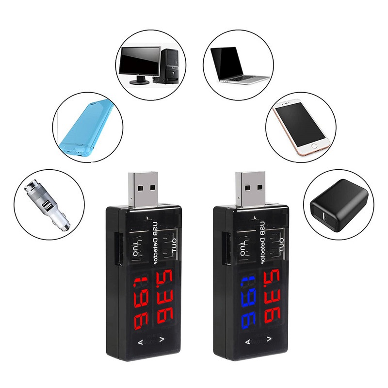 KWS-10VA Δοκιμαστής ανιχνευτή φόρτισης τάσης ρεύματος διπλής USB μπαταρίας Βολτόμετρο ανθεκτικό αμπερόμετρο φορτιστή