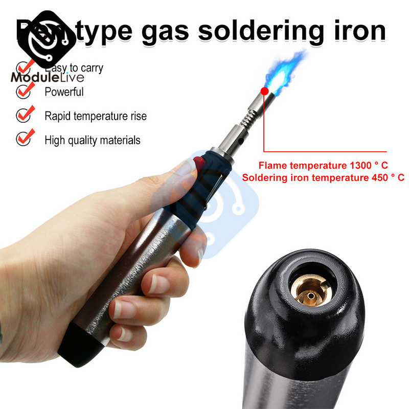 Fier de lipit portabil fără fir 3 în 1 Fier de lipit cu gaz Fier de lipit cu flacără Butan Torță de suflare Instrument pentru fier de lipit Torțe de sudură reglabile
