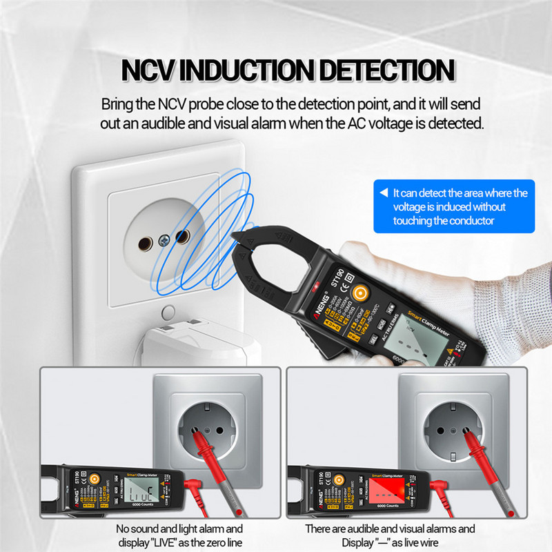 ANENG ST190 klambrimõõtur 6000 loeb tõelist RMS-i digitaalne professionaalne multimeeter vahelduvvoolu klambritester meetrit voltmeetri automaatne ulatus