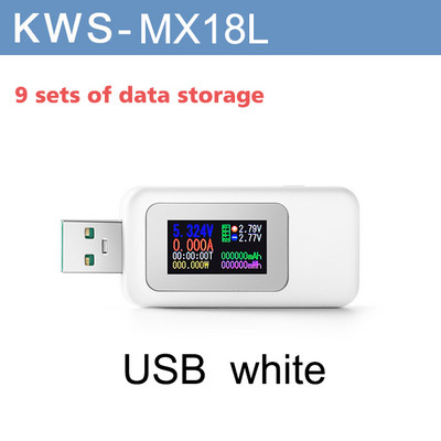 Krāsu displeja USB testeris 0–6,5 A strāvas 4–30 V sprieguma USB lādētāja testeris Laika displejs mobilā strāvas detektora akumulatora pārbaude