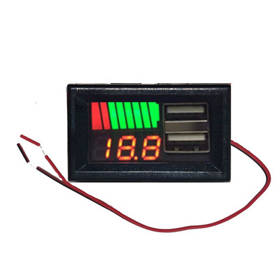 USB 5V 2.4A Voltmetru auto Voltmetru Panou 12V-24V 3S-7S Indicator de capacitate a bateriei cu litiu Tester de putere Li-ion Plumb acid