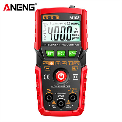 ANENG M107/M108 High Precision 4000 Counts Έξυπνο ψηφιακό πολύμετρο LCD αντίστασης NCV DC AC Τάση μετρητή ρεύματος