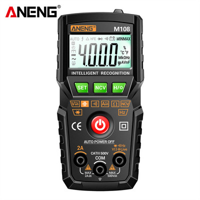 ANENG M107/M108 High Precision 4000 Counts Έξυπνο ψηφιακό πολύμετρο LCD αντίστασης NCV DC AC Τάση μετρητή ρεύματος