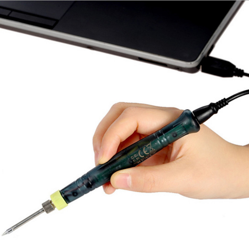 Fier de lipit electric USB portabil 5V 8W Creion de căldură ABS Oțel inoxidabil Kit de reparare BGA pentru sudare Fier de lipit USB cu sârmă de tablă