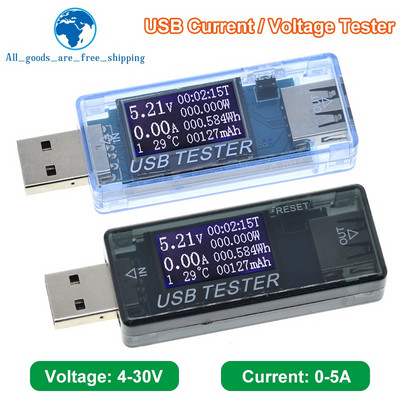 8 in1 QC2.0 QC3.0 4-30V 5A Волтметър Амперметър Електрическа енергия Захранване Капацитет Напрежение Измервател на ток USB тестер Монитор