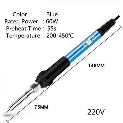Profesionāla lodāmura konstanta temperatūra var tikt regulēta 220V 110V 60W metināšanas pildspalva Pārstrādāt lodēšanas rīku metināšanas komplekts