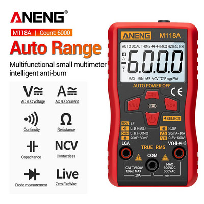 ANENG M118A digitális multimédiás mini-multiméter teszter automatikus azonosító mérő multiméter 6000 count true RM egyéb