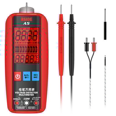 Multimetru digital inteligent BSIDE A5 Tester profesional de curent AC DC VFC NCV Condensator de fir sub tensiune Ohm Dioda Hz Detector de tensiune