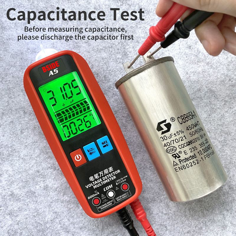 Multimetru digital inteligent BSIDE A5 Tester profesional de curent AC DC VFC NCV Condensator de fir sub tensiune Ohm Dioda Hz Detector de tensiune
