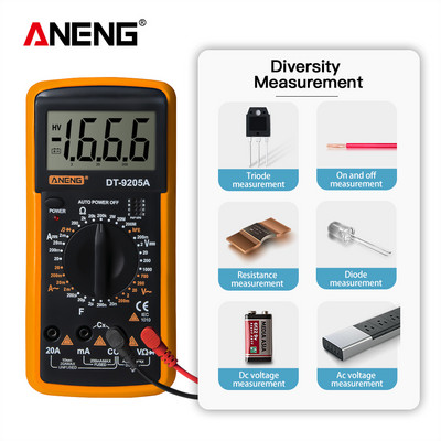 DT9205A Multimetru Digital AC/DC Tester Tranzistor Electric Esr NCV Test Meter Profesional Analogic Auto Range Multimetro