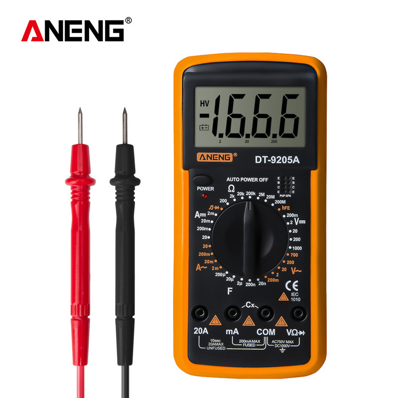 DT9205A Πολύμετρο Ψηφιακό AC/DC Transistor Tester Electrical Esr NCV Test Meter Profesional Analog Auto Range Multimetro