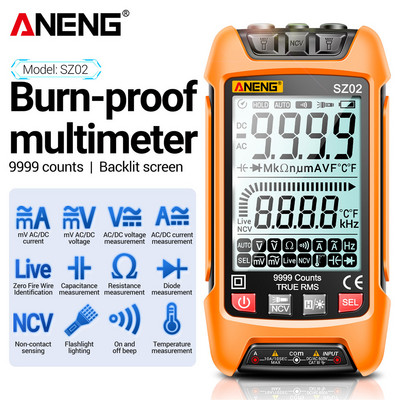 ANENG SZ02 Diode Tester Profesionalni digitalni multimetar True RMS 9999 brojača Smart AC/DC strujni napon Multimetri s automatskim rasponom