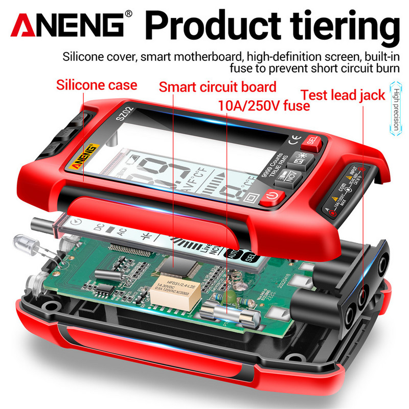 ANENG SZ02 Diode Tester Professional Ψηφιακό Πολύμετρο True RMS 9999 Μετρά Έξυπνα Πολύμετρα Αυτόματης Εύρους Τάσης Ρεύματος AC/DC
